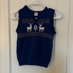 Gymboree Blue Sweater Vest with Reindeer Design